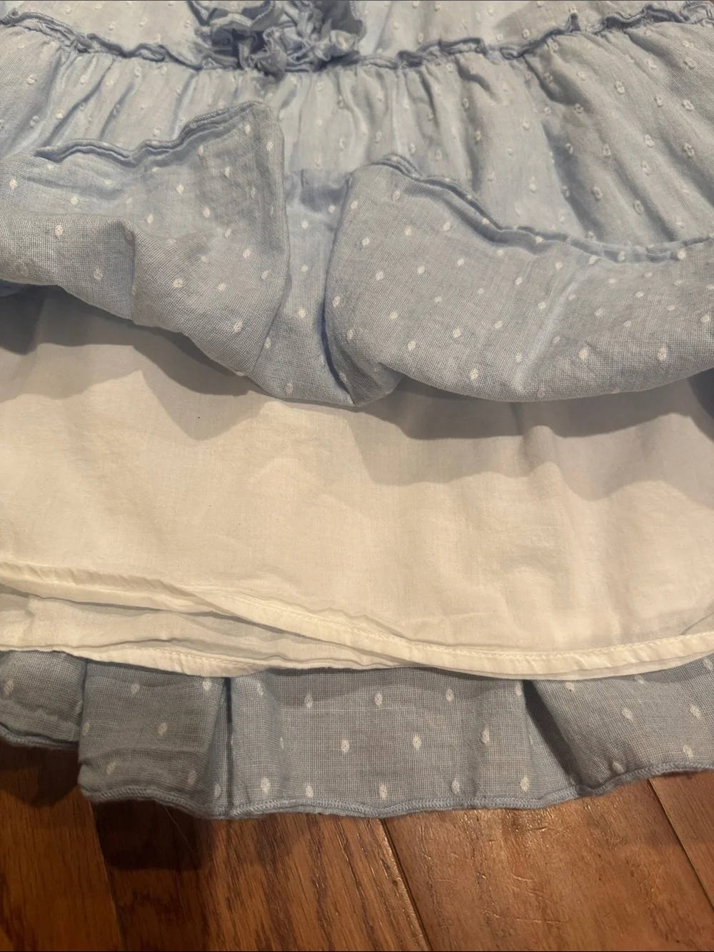 crown & ivy Pale Blue Ruffled Tiered Swiss Dot Sleeveless Top - Picture 4 of 5